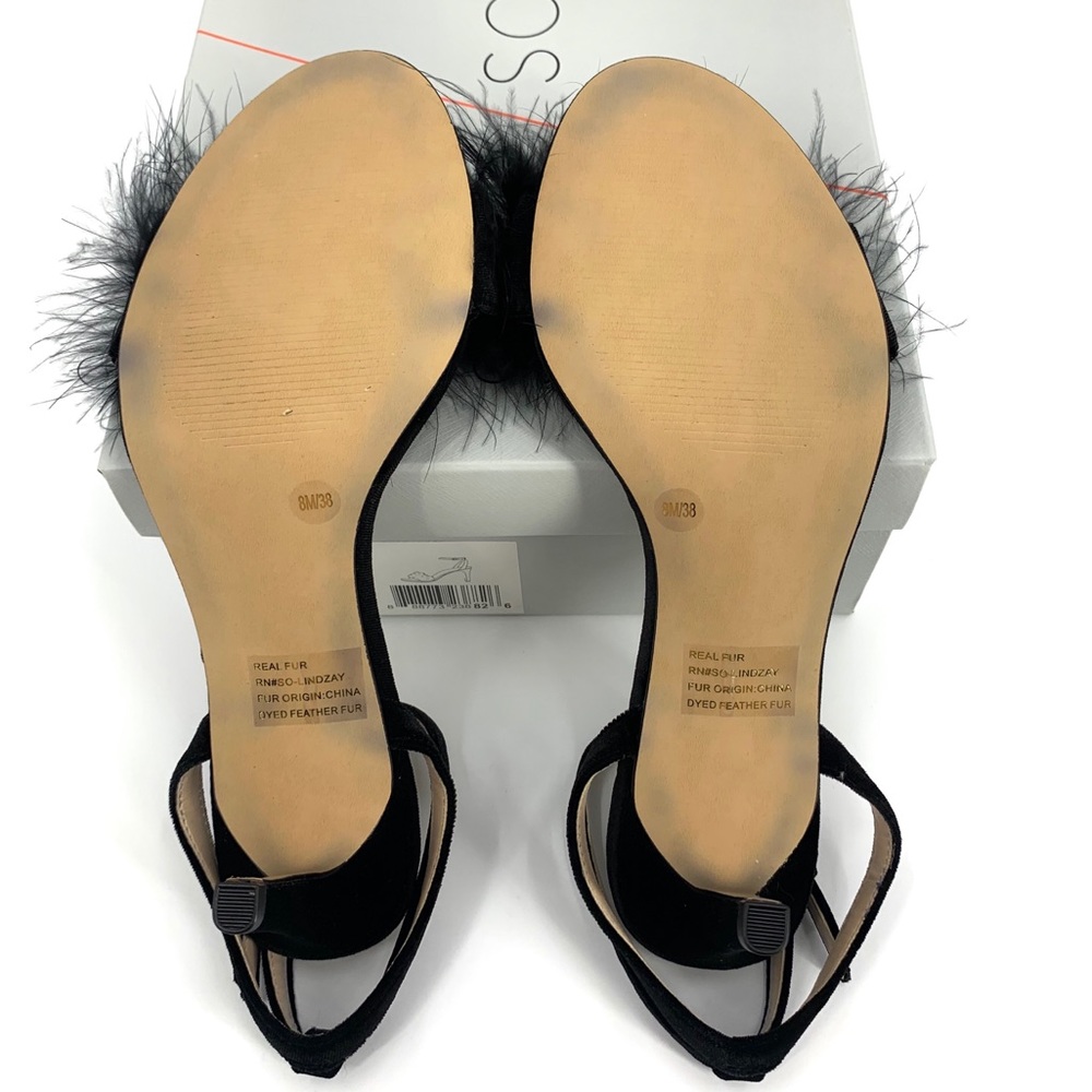 SOLE SOCIETY NEW Lindzay Feather Velvet Sandal: 8M - Picture 6 of 8